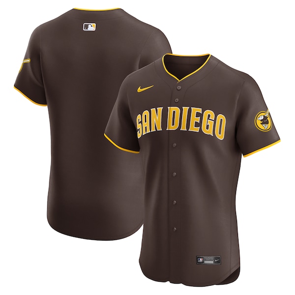 Men's San Diego Padres Nike Brown Road Vapor Premier Elite Patch Jersey