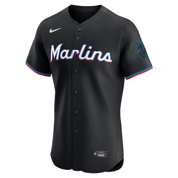 Men's Miami Marlins Nike Black Alternate Vapor Premier Elite Patch Jersey