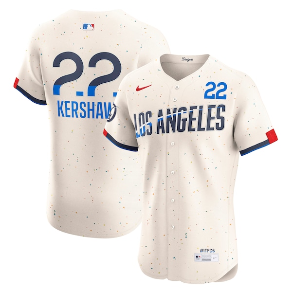 Men's Los Angeles Dodgers Clayton Kershaw Nike Cream City Connect Elite Jersey