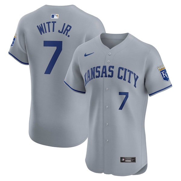 Men's Kansas City Royals Bobby Witt Jr. Nike Gray Road Elite Player Jersey