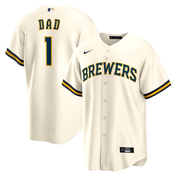 Men's Milwaukee Brewers Nike White #1 Dad Home Replica Jersey