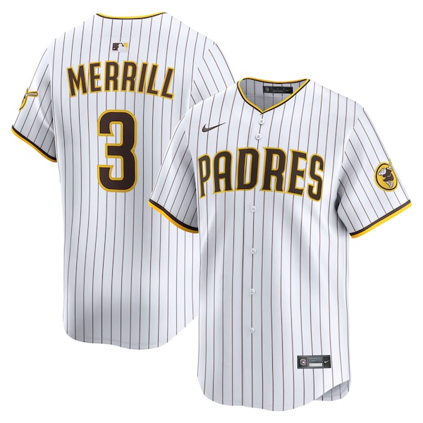 Men's San Diego Padres Jackson Merrill Nike White Home Limited Player Jersey