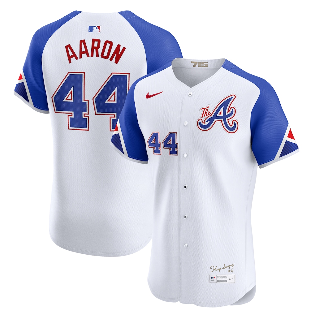 Men's Atlanta Braves Hank Aaron Nike White City Connect Elite Player Jersey