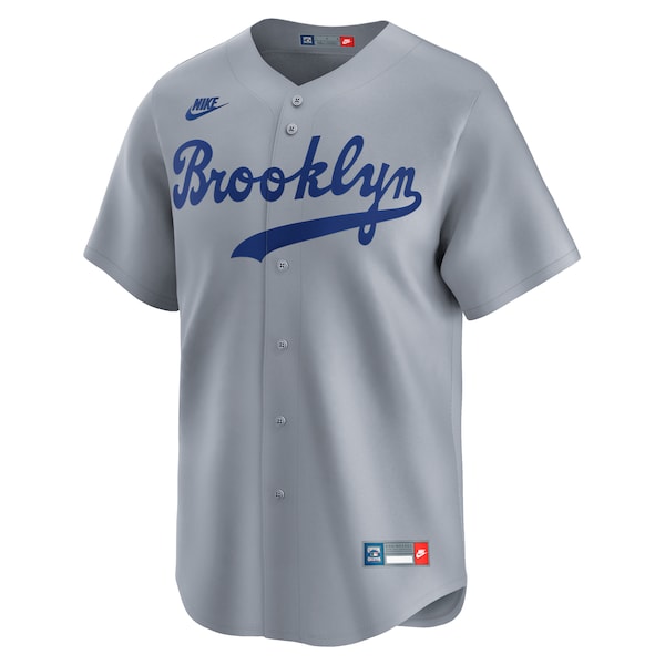 Men's Brooklyn Dodgers Jackie Robinson Nike Gray Throwback Cooperstown Collection Limited Jersey