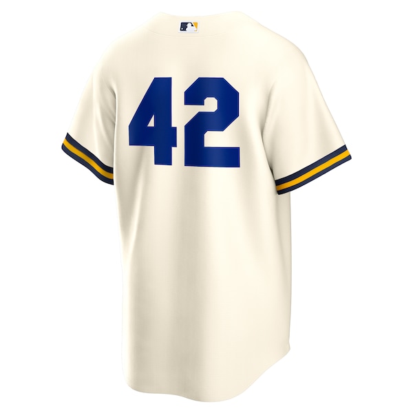 Men's Milwaukee Brewers Nike Cream Home 2025 Jackie Robinson Day Replica Jersey