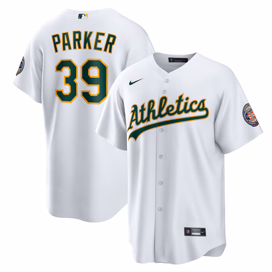 Men's Athletics Dave Parker Nike White 2025 Baseball Hall of Fame Name & Number Retired Replica Jersey