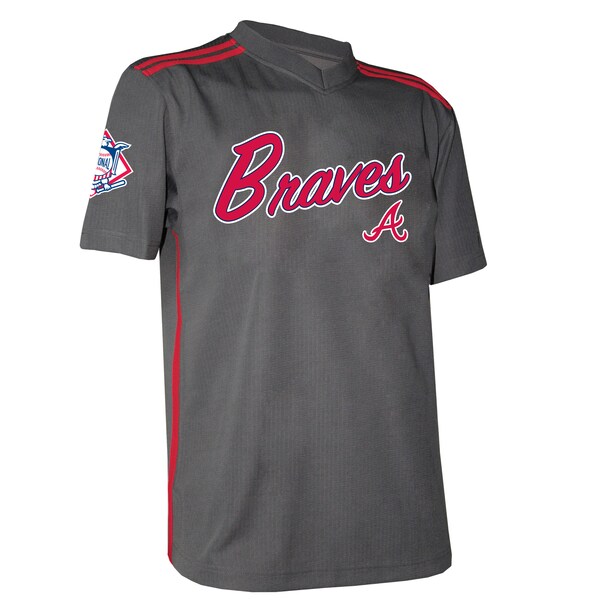 Men's Atlanta Braves Stitches Charcoal Team V-Neck Jersey