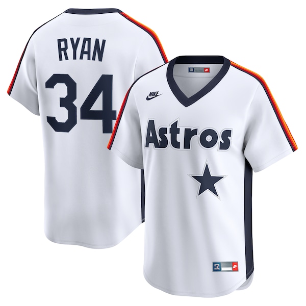 Men's Houston Astros Nolan Ryan Nike White Throwback Cooperstown Collection Limited Jersey