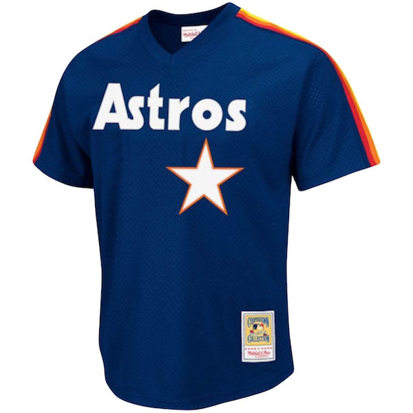 Men's Houston Astros Nolan Ryan Mitchell & Ness Navy Cooperstown Collection Big & Tall Mesh Batting Practice Jersey
