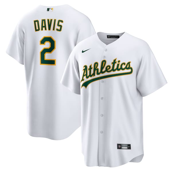 Men's Athletics Khris Davis Nike White Home Replica Player Name Jersey