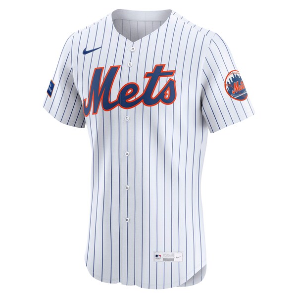 Men's New York Mets Nike White Home Sponsor Patch Elite Jersey