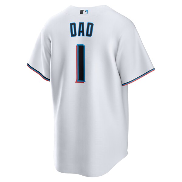 Men's Miami Marlins Nike White #1 Dad Home Replica Jersey