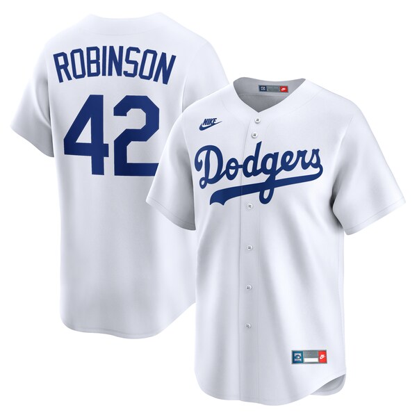 Men's Brooklyn Dodgers Jackie Robinson Nike White Throwback Cooperstown Collection Limited Jersey