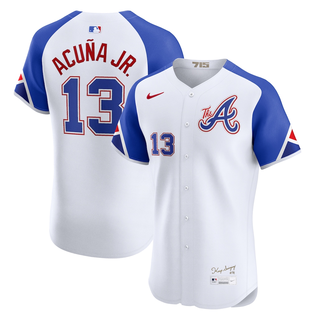 Men's Atlanta Braves Ronald Acu?a Jr. Nike White City Connect Elite Jersey