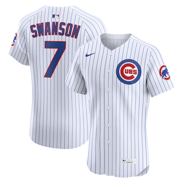 Men's Chicago Cubs Dansby Swanson Nike White Home Elite Jersey