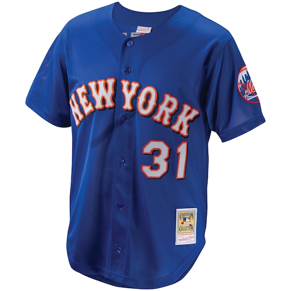 Men's New York Mets Mike Piazza Mitchell & Ness Royal Cooperstown Collection Mesh Batting Practice Button-Up Jersey