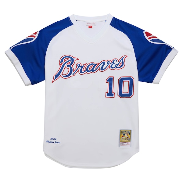 Men's Atlanta Braves Chipper Jones Mitchell & Ness White 2004 Cooperstown Collection Authentic Throwback Jersey