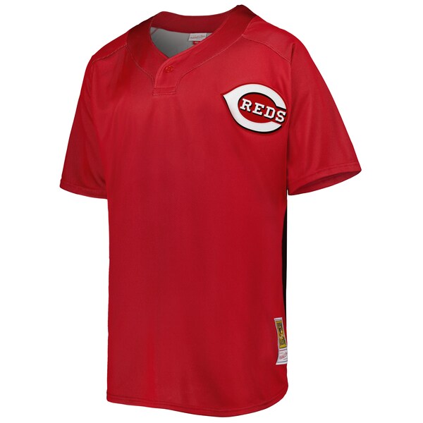 Men's Cincinnati Reds Ken Griffey Jr. Mitchell & Ness Red Cooperstown Collection Mesh Batting Practice Button-Up Jersey