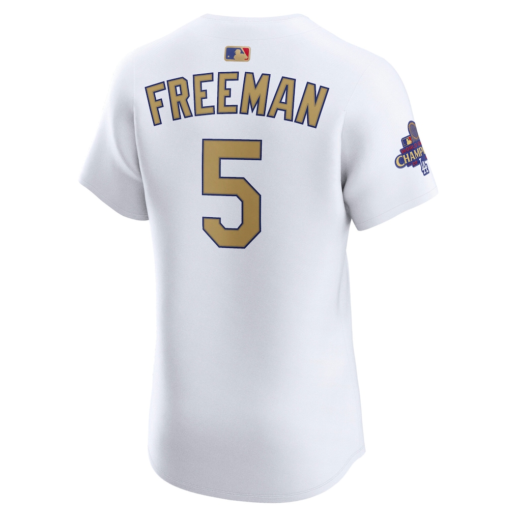 Men's Los Angeles Dodgers Freddie Freeman Nike White 2025 Gold Collection Elite Jersey