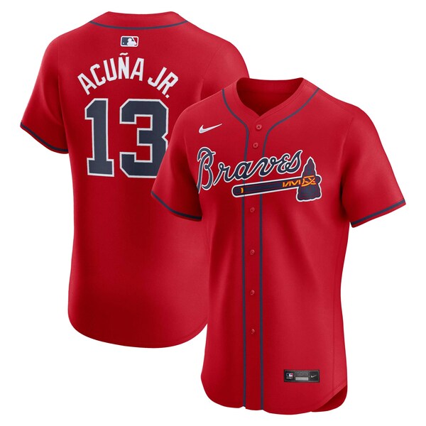 Men's Atlanta Braves Ronald Acu?a Jr. Nike Red Alternate Elite Player Jersey