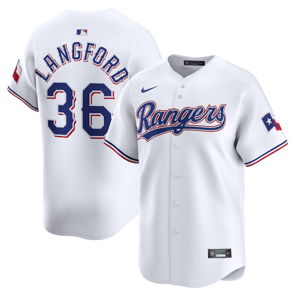 Men's Texas Rangers Wyatt Langford Nike White Home Limited Player Jersey