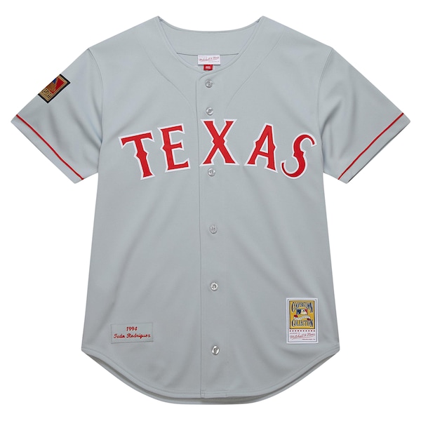 Men's Texas Rangers Ivan Rodriguez Mitchell & Ness Gray 1994 Cooperstown Collection Authentic Dark Jersey