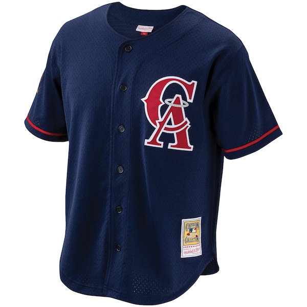 Men's California Angels Bo Jackson Mitchell & Ness Navy Cooperstown Collection Mesh Batting Practice Button-Up Jersey