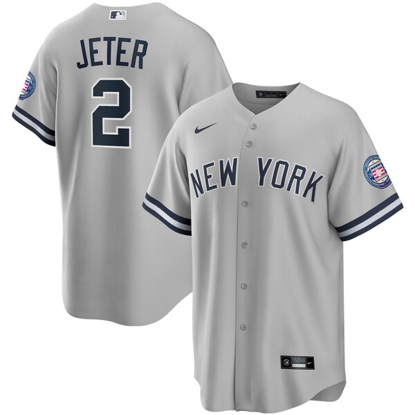 Men's New York Yankees Derek Jeter Nike Gray 2020 Hall of Fame Induction Road Replica Player Name Jersey