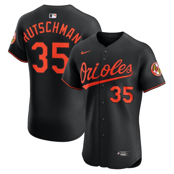 Men's Baltimore Orioles Adley Rutschman Nike Black Alternate Elite Jersey