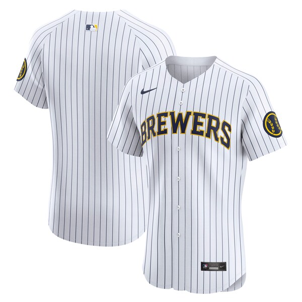 Men's Milwaukee Brewers Nike White Alternate Vapor Premier Elite Patch Jersey