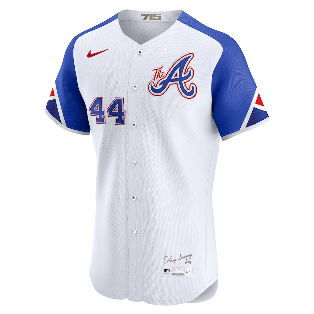 Men's Atlanta Braves Hank Aaron Nike White City Connect Elite Player Jersey