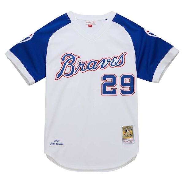 Men's Atlanta Braves John Smoltz Mitchell & Ness White 2004 Cooperstown Collection Authentic Throwback Jersey
