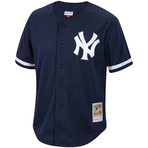 Men's New York Yankees Reggie Jackson Mitchell & Ness Navy Cooperstown Collection Mesh Batting Practice Button-Up Jersey