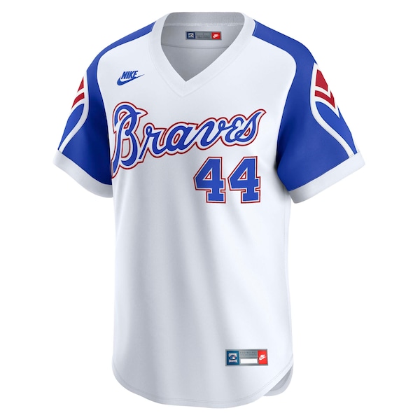 Men's Atlanta Braves Hank Aaron Nike White Throwback Cooperstown Collection Limited Jersey
