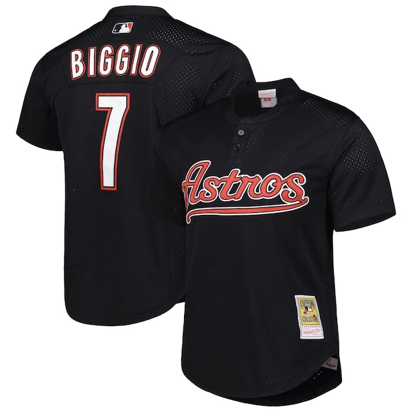 Men's Houston Astros Craig Biggio Profile Black Big & Tall Cooperstown Collection Mesh Batting Practice Jersey