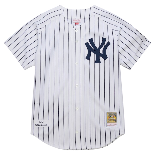 Men's New York Yankees Ichiro Suzuki Mitchell & Ness White 2014 Cooperstown Collection Authentic Throwback Jersey