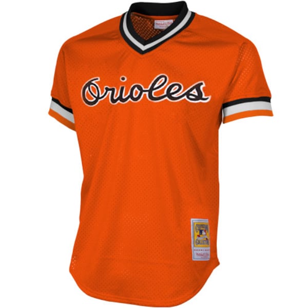 Men's Baltimore Orioles Cal Ripken Jr Mitchell & Ness Orange 1988 Authentic Cooperstown Collection Mesh Batting Practice Jersey