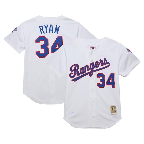 Men's Texas Rangers Nolan Ryan Mitchell & Ness White 1993 Cooperstown Collection Authentic Jersey