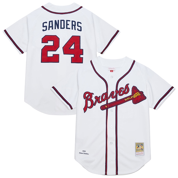 Men's Atlanta Braves Deion Sanders Mitchell & Ness White Cooperstown Collection 1992 Authentic Jersey