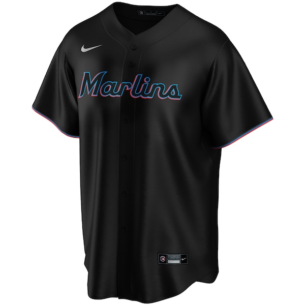 Men's Miami Marlins Nike Black Alternate Replica Custom Jersey