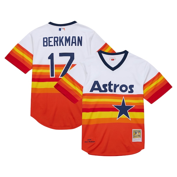 Men's Houston Astros Lance Berkman Mitchell & Ness White 2004 Cooperstown Collection Authentic Throwback Jersey