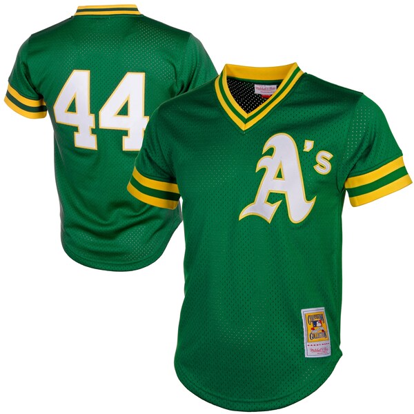 Men's Athletics Reggie Jackson Mitchell & Ness Green Cooperstown Mesh Batting Practice Jersey