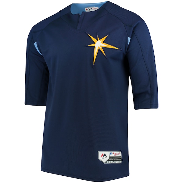 Men's Tampa Bay Rays Majestic Navy/Light Blue Authentic Collection On-Field 3/4-Sleeve Batting Practice Jersey