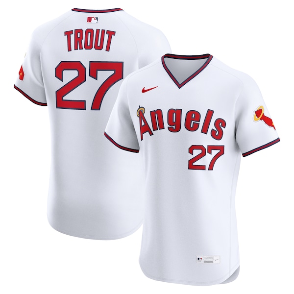 Men's Los Angeles Angels Mike Trout Nike White Alternate 2 Elite Jersey