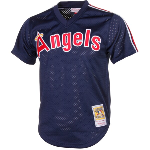 Men's California Angels Reggie Jackson Mitchell & Ness Navy Cooperstown Mesh Batting Practice Jersey