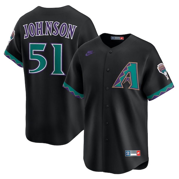 Men's Arizona Diamondbacks Randy Johnson Nike Black Throwback Cooperstown Collection Limited Jersey