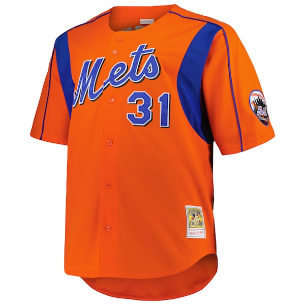 Men's New York Mets Mike Piazza Mitchell & Ness Orange Big & Tall Cooperstown Collection Mesh Batting Practice Jersey