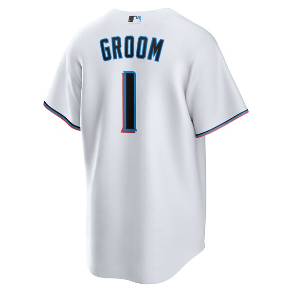 Men's Miami Marlins Nike White #1 Groom Home Replica Jersey