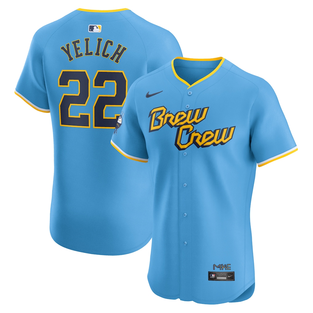 Men's Milwaukee Brewers Christian Yelich Nike Powder Blue City Connect Elite Player Jersey