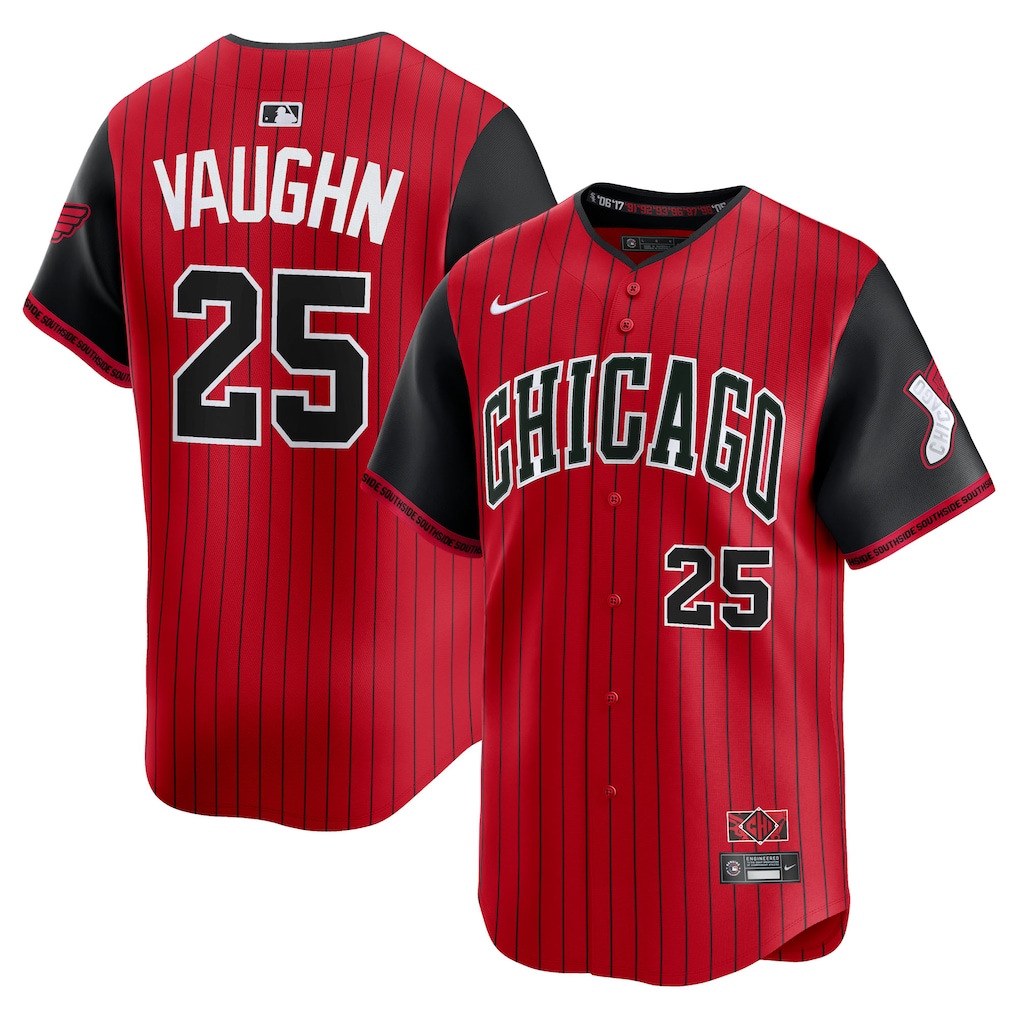 Men's Chicago White Sox Andrew Vaughn Nike Red/Black 2025 City Connect Limited Player Jersey